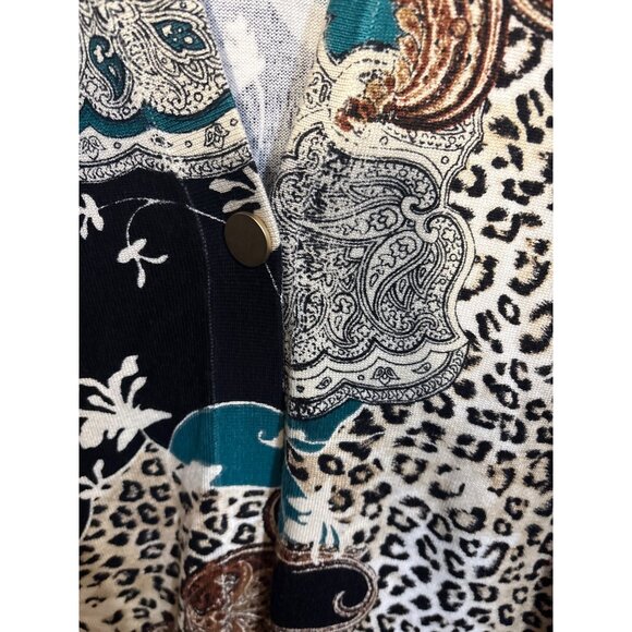 Chicos Womens Open Front Cardigan Jacket Size S Rayon/Nylon Animal Print Pattern - Picture 3 of 7